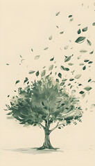 Nature banner. Green tree and leaves. Creative concept on the topic of nature, ecology and environmental protection, for web and graphic design background cover, environment and ecology wallpaper. © Mrkvica