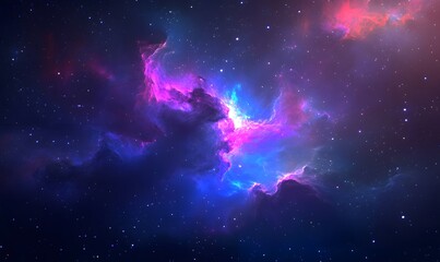 Obraz premium A vibrant nebula with pinks blues and purples set against a field of twinkling stars in deep space
