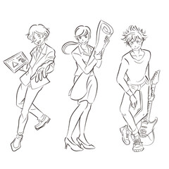 希望に向かって動き出そうとしている三人の人物