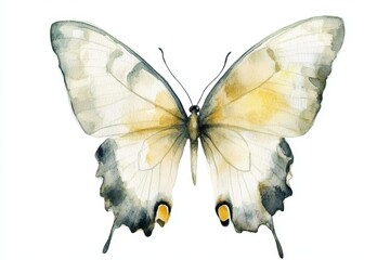 Fototapeta premium Colorful transformation captured in delicate watercolor depicting a butterfly fluttering in spring's embrace