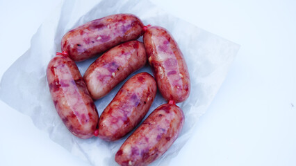 Thai pork sausage on white background