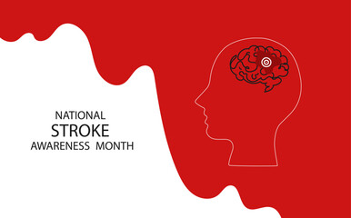 National stroke awareness month banner. line art vector illustration for poster, flyer.National Stroke Awareness Month poster design, impacting cerebrovascular health illustration,