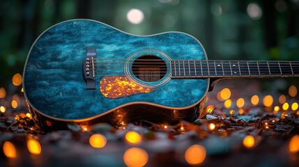 Acoustic Guitar in Enchanting Forest Setting