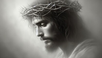 Grayscale depiction of a crown of thorns, symbolizing Jesus Christ’s suffering, sacrifice, redemption, and faith in Christianity and beyond