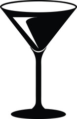 Cocktail Glass Silhouette Vector & Icon Logo