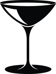 Cocktail Glass Silhouette Vector & Icon Logo