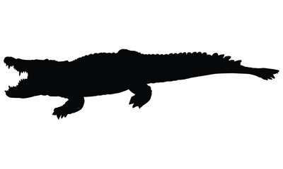  crocodile silhouette vector illustration black and white.
