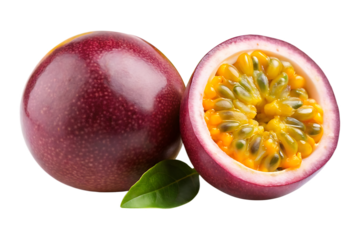 passionfruit and a slice on a transparent background