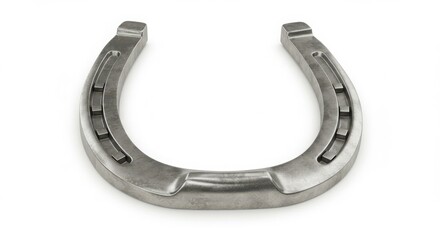 Silver horseshoe with polished finish and precise craftsmanship, symbolizing luck and equestrian tradition