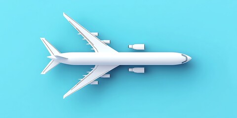 a white airplane on a blue surface