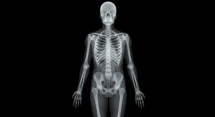 Human Skeleton X Ray Anatomy - Medical showing a full skeletal structure, representing health, anatomy, medicine, science, and the human body