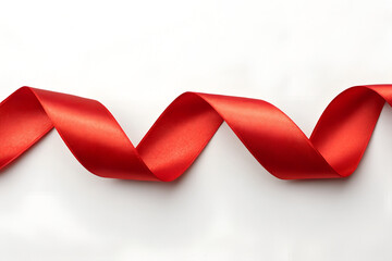 Red Ribbon on White Background with Satin Shine