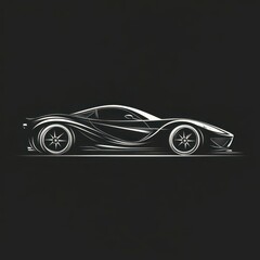 Stylized outline of a sleek sports car showcasing innovative design during dusk