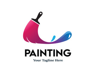Paint logo full color luxury design style Creative Brush concept
