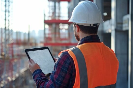 Everyone needs to be on the same page. Shot of a group of architects using a digital tablet at a building site.