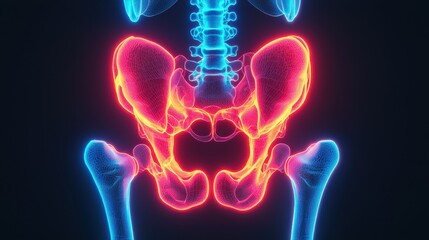 Anatomical Model of Human Pelvis with Luminous Vascular System