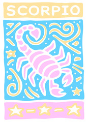 Obraz premium Cute minimalist Scorpio zodiac poster graphic design