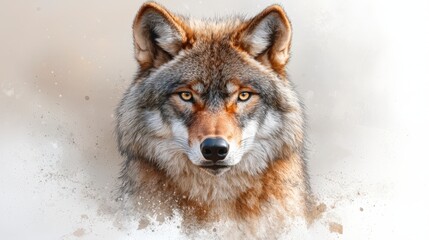 Majestic Wolf Staring Intently with Striking Eyes Against a Soft Background for Wildlife Photography Enthusiasts