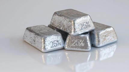 Silver Bars Stacked on Glossy Surface Reflecting Soft Light