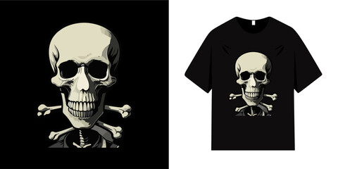 Graphic t-shirt design with skull and slogan. Vintage typography with slogan. Skull with scary head. Ready to print on t-shirts, posters, apparel, shirts and fashion
