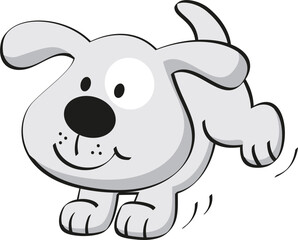 A cute and playful cartoon dog running and smiling.