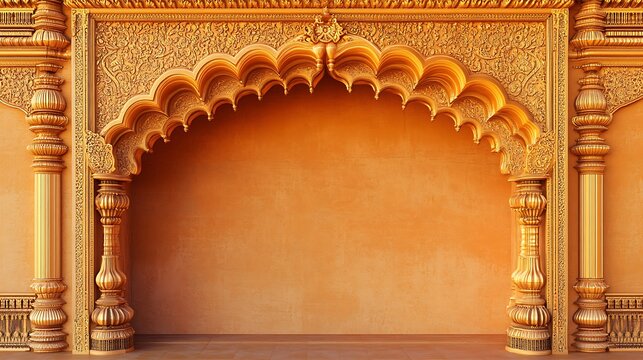 Golden Indian arch intricate carvings images