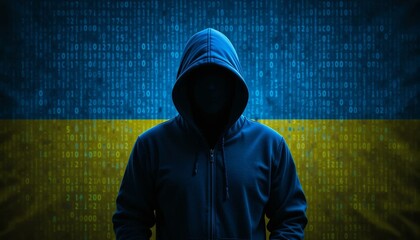 anonymous ukranian hacker wearing a hoodie