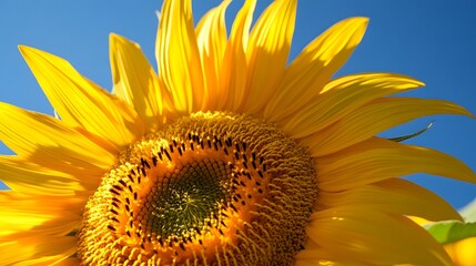 Obraz premium sunflower closeup on blue background