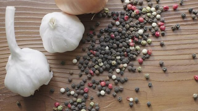 garlic on a wooden background