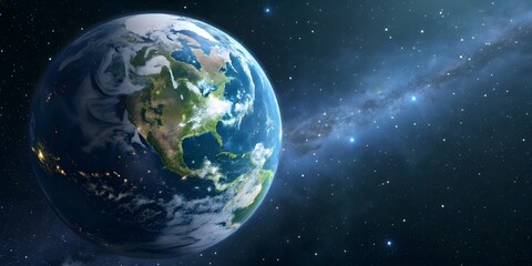 Planet Earth with a Stunning Galaxy and Starry Space Background
