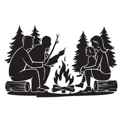 Camping elements set silhouette vector illustration.