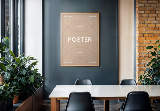 Meeting Room A4 Poster Mockup With Generative AI