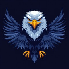 Obraz premium Majestic eagle with sharp eyes and powerful wings showcases strength and freedom in striking digital artwork