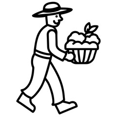 Obraz premium Farmer carrying a basket of vegetables illustration