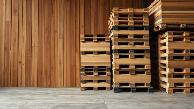 Stacked Wooden Pallets - Industrial Storage Solution