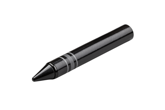 A realistic black crayon with a glossy finish, isolated on a transparent background