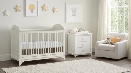 Cozy and Bright Nursery with Crib and Soft Decor Elements