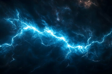 Fototapeta premium Dramatic depiction of bright electric lightning across a dark background