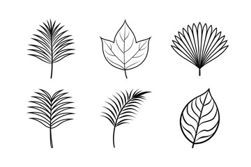 Vector set of leaf icons showcases a seamless floral pattern, an artistic nature illustration for spring or autumn design