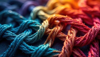 Intricate woven threads forming a complex, repetitive textile motif , organic, intricate