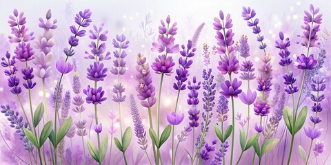 Obraz premium Lavender Transparent Background, Floral Design, AI Art