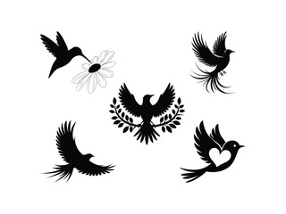 Fototapeta premium Birds Silhouettes Vector Set - Avian Design Elements for Nature Themes