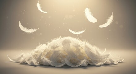 Soft White Feathers Pile Serene
