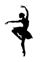 Silhouette of a dancing ballerina - vector icon © KR Studio