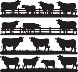 silhouettes of cows
