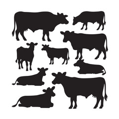 silhouettes of cows