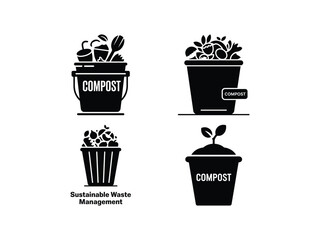 Compost Vector Icons: Sustainable Waste