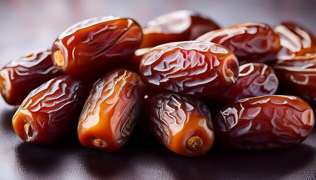 natural fresh dates piled together with glossy surface and texture