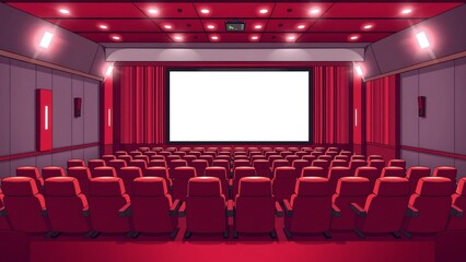 Obraz premium Empty Cinema Hall with Red Seats
