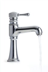 Elegant Chrome Faucet with Flowing Water in Modern Design Style